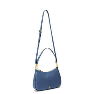 Lauren Ralph Lauren Blue Crosshatch Leather Medium Danni Bag
